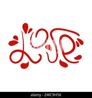 Scritta amore. Testo disegnato a mano Illustrazione Vettoriale