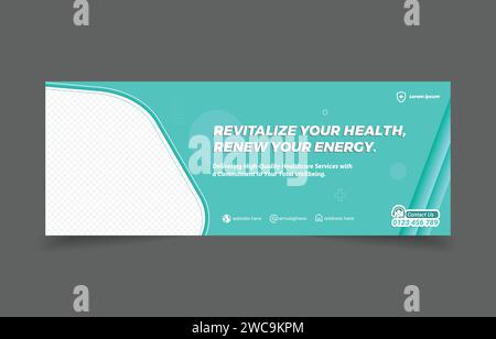 Banner di assistenza sanitaria medica coprire il design dei social media con sfondo astratto Illustrazione Vettoriale