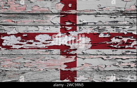 Bandiera d'Inghilterra dipinta su una tavola di legno grunge. Foto Stock