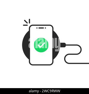 visualizzazione dall'alto dello smartphone sulla ricarica wireless Illustrazione Vettoriale