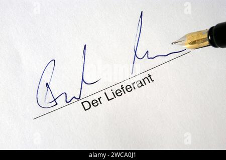 Unterschrift des Lieferanten, Deutschland, BLF *** firma del fornitore, Germania, BLF BL012267 Foto Stock