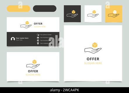 Offerta biglietto da visita con il marchio del logo. Il libro di branding arricchisce la raccolta di marketing. Logo offerta sottile Illustrazione Vettoriale