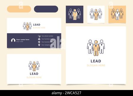 Biglietto da visita con il logo del lead. Il libro di branding arricchisce la raccolta di marketing. Logo thin Lead Illustrazione Vettoriale