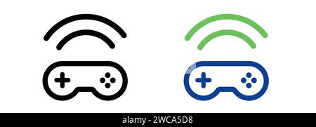 Set di icone del controller di gioco del gamepad wireless Illustrazione Vettoriale