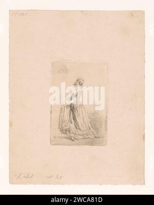 Donna mascherata in abito Bal, Corneille Seghers, 1824 - 1869 carta stampata con stampa in velluto nero o maschera in raso, "Loup", "cachenez". vestito, abito Foto Stock