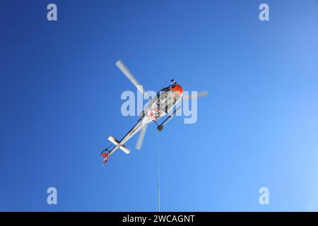 Vista su un elicottero sull'Aiguille du Midi Foto Stock