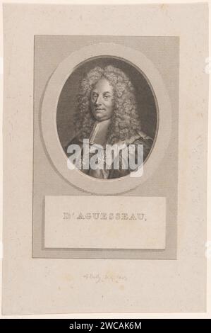 Portret van Henri Francois d'Aguesseau, Alphonse Boilly, 1823 stampa Francia incisione carta / incisione / incisione acciaio persone storiche. ornamento  medaglione Foto Stock