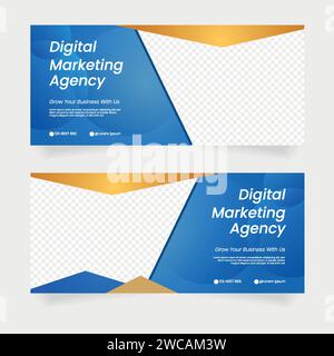 banner per i social media per scopi aziendali con spazio per la sostituzione delle immagini Illustrazione Vettoriale