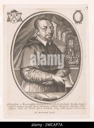 Portret van Pierre de Bérulle, Anonimo, Balthazar Moncornet, 1610 - 1668 stampa Paris carta incisione / incisione di persone storiche. cardinale. cuscinetto araldico Foto Stock