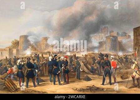 The Storming of Mooltan, seconda guerra anglo-sikh, 2 gennaio 1849 Foto Stock