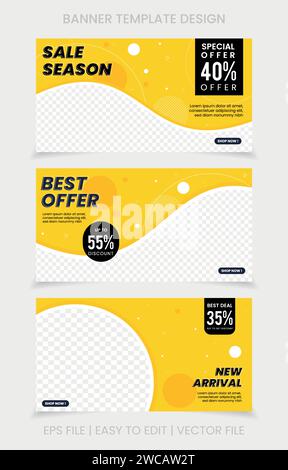Banner aziendale copertina social media moda sconti promozione marketing pubblicità Illustrazione Vettoriale