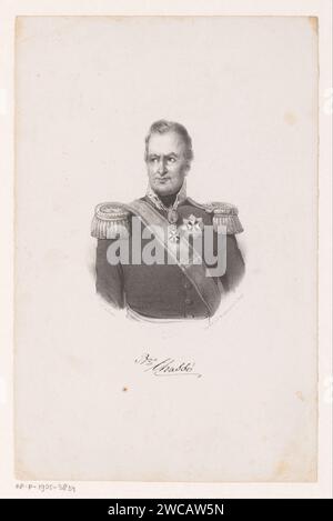 Ritratto di David Hendrik Barone Chassé, Carel Christiaan Antony ultimo, 1842 - 1887 stampa la persona ritratta guarda a sinistra, indossa una fascia e due ordini di cavalieri. Sotto il ritratto c'è la firma. The Hague paper Historical Persons (+ (full) busto ritratto). ordine dei cavalieri Foto Stock