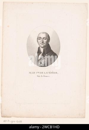 Portret van Bernard Germain de Lacépède, Ambroise Tardieu (assegnato a), 1820 - 1821 stampa Parigi carta incisione persone storiche. politico, ad esempio leader del partito Foto Stock