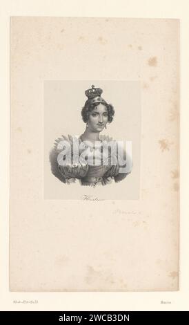 Ritratto di Hortense Eugénie de Beauharnais, Regina d'Olanda, Anonimo, c. 1825 - carta stampata 1860. persone storiche Foto Stock