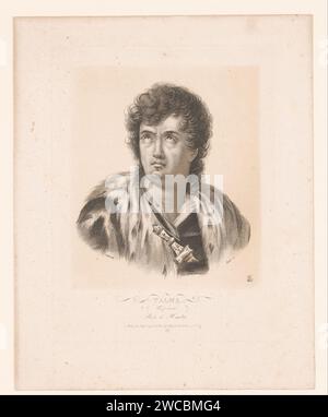 Ritratto di Francesco-Joseph Talma nel ruolo di Amleto, Paul Legrand, stampatore del 1820: Francepublisher: Paris paper etching / incisione persone storiche. ritratto di attore, attrice Foto Stock