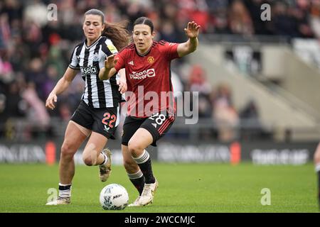 Manchester United Women contro Newcastle Women's fa Cup quarto turno LEIGH, INGHILTERRA - 14 DICEMBRE: Rachel WILLIAMS durante la partita del quarto turno di fa Cup femminile tra Manchester United e Newcastle al Leigh Sports Village il 14 gennaio 2024 a Leigh, Inghilterra. Foto Stock