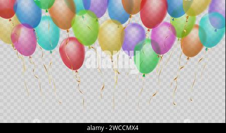 Palloncini traslucidi a elio colorato Illustrazione Vettoriale
