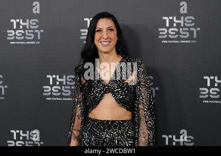 Jenni Hermoso arriva per i migliori FIFA Football Awards all'Eventim Apollo di Londra. Data immagine: Lunedì 15 gennaio 2024. Foto Stock