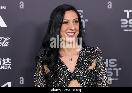 Spagna e Tigres: L'attaccante Jenni Hermoso arriva sul tappeto verde in vista dei Best FIFA Football Awards 2023 all'Apollo Theatre di Londra, Regno Unito, il 15 gennaio 2024 (foto di Mark Cosgrove/News Images) credito: News Images Ltd/Alamy Live News Foto Stock