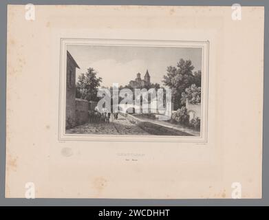 Streghe su Châtellon-Sur-Seins, Isodore-Laurent Deoye, 1829 - 1831 stampa fa parte di una copertina con tredici stampe. Tipografia: Parisafter disegno di: Châtillon-sur-Seinepublisher: Paris paper. fiume (+ paesaggio con figure, personale). prospettiva della città, panorama della città, sagoma della città (+ city(-scape) con figure, personale). ponte in città dall'altra parte del fiume, del canale, ecc. Châtillon-sur-Seine Foto Stock