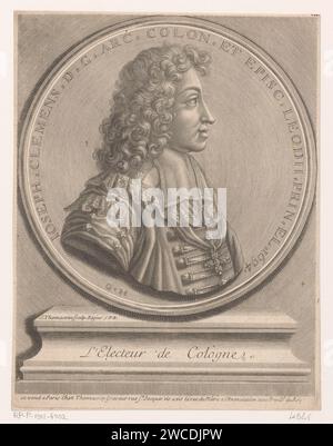 Ritratto di Jozef Klemens, Elettore e Arcivescovo van Keulen, e Profil su una medaglia, Simon Thomassin, 1665 - 1733 tipografia: Francepublisher: ParisFrance paper Engraving Historical Persons. medaglia (considerata come un pezzo di scultura, indipendentemente dalla sua specifica funzione). arcivescovo, vescovo, ecc. (Cattolico romano) Foto Stock