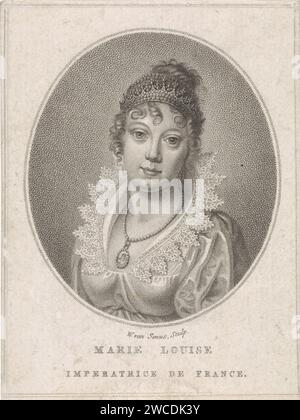 Ritratto di Marie Louise van Austria (imperatrice dei francesi), Willem van Senus, incisione su carta stampata 1810 - 1851 Foto Stock