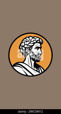 Disegno pulito: Icona Minimal Stoic Man Illustrazione Vettoriale