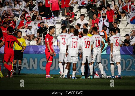 Doha, Qatar, 15 gennaio 2024, apertura della Coppa d'Asia 2023 gruppo e - Corea del Sud 3:1 Bahrain: Con il punteggio pareggiato a 1-1 dopo i gol di Hwang in-Beom e Abdullah al-Hashsash del Bahrain, Lee Kang-in del Paris St Germain guida la Corea del Sud alla vittoria della Coppa d'Asia 3-1 sul Bahrain. Foto Stock