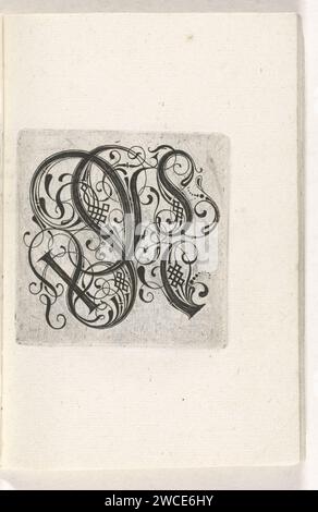 Lettera N, anonimo, c. 1600 - c. 1699 stampa da una serie di 24 lettere gotiche con treccia: A-i, K-T e V-Z. Paesi Bassi (possibilmente) Foto Stock