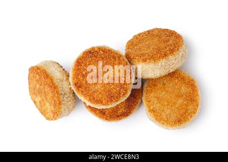Gustose cotolette di carne su sfondo bianco Foto Stock