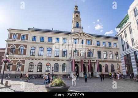 Riga, Lettonia- 7 luglio 2023: Municipio di riga. Ratsnams luogo del Consiglio comunale di riga, governo della città di riga. Foto Stock