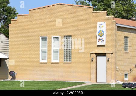 Masonic Lodge edificio a Haxtun Colorado - Agosto 2021 Foto Stock