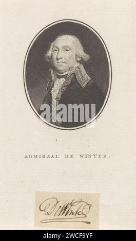 Ritratto di Jan Willem de Winter, Jacobus Wijsman, dopo Evert Maashamp, 1795 - 1812 stampa Ritratto di Jan Willem de Winter, Admiraal e capitano della flotta olandese. Incisione su carta di Amsterdam Foto Stock