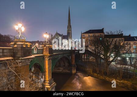 Ponte Kelvin di notte. Glasgow, Scozia. Januari 3 2024. Foto Stock