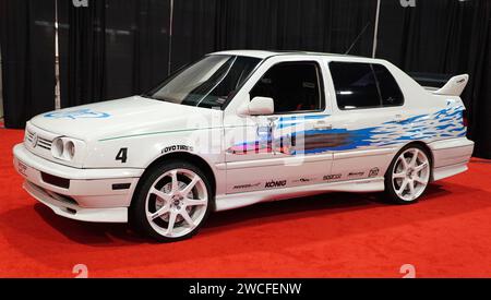 Philadelphia, Pennsylvania, U.S.A - 14 gennaio 2024 - lo schermo Volkswagen Jetta del 1995 utilizzato nel film Fast and the Furious Foto Stock