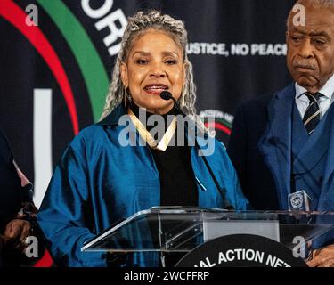 Washington, Stati Uniti. 15 gennaio 2024. Phylicia Rashad parla al National Action Network (NAN) Annual Martin Luther King Jr. Colazione giornaliera al Mayflower Hotel di Washington, DC credito: SOPA Images Limited/Alamy Live News Foto Stock