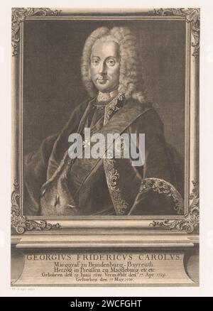 PortraT van Georg Friedrich Carl von Brandenburg-Bayreuth, Johann Wilhelm Windter, 1745 stampa Germania incisione / incisione di persone storiche Foto Stock