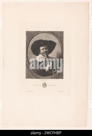 Ritratto di Willem van Heythuysen, Jules Ferdinand Jacquemart, dopo Frans Hals, stampatore del 1869: Franceprinter: Paris paper etching / drypoint Historical people. commerciante, venditore. ornamento  medaglione Foto Stock