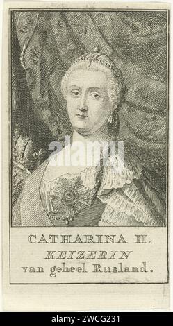 Ritratto di Tsarina Catharina II de Grote, Cornelis van Noorde, 1741 - 1795 stampa Ritratto di Caterina II la grande, sarina di Russia. Incisione di carta Haarlem Foto Stock