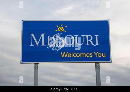 Cartello di benvenuto dello stato del Missouri. Foto Stock