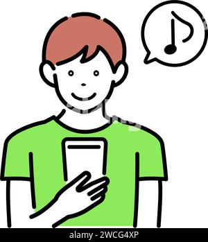 Illustrazione vettoriale di un uomo con smartphone Illustrazione Vettoriale