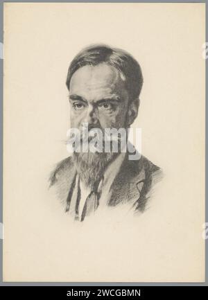 Riproduzione su disegno a gesso con ritratto di Frans Coenen Jr., Anonimo, dopo Willem Witsen, c. 1860 - c. 1915 stampa collotipo di carta olandese Foto Stock