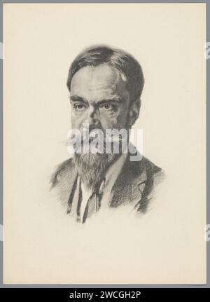 Riproduzione su disegno a gesso con ritratto di Frans Coenen Jr., Anonimo, dopo Willem Witsen, c. 1860 - c. 1915 stampa collotipo di carta olandese Foto Stock