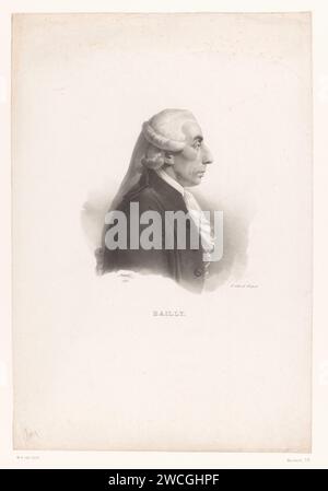 Portret van Jean Sylvain Bailly, Jean Baptiste Mauzaisse, 1823 stampa Paris paper Historical Persons. politico, ad esempio leader del partito. studioso, filosofo Foto Stock