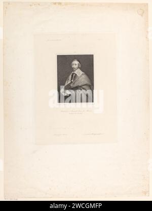 Portret van Armand -Jean du Plessis Hertog Van Richelieu, Jacques Etienne Pannier, dopo Auguste Sandoz, dopo Philippe de Champaigne, 1812 - 1869 stampa al centro sopra: 2135. Giornale di Parigi. incisione/incisione di persone storiche. cardinale Foto Stock