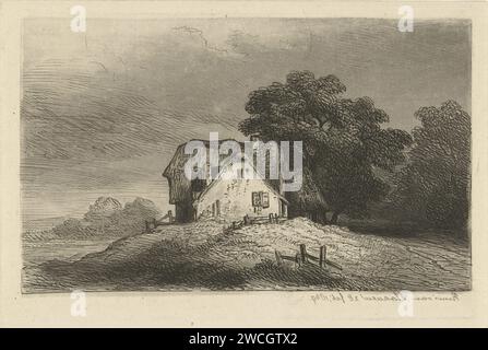Case su una collina, Remigius Adrianus Haanen, 1849 stampe Case su una collina su un sentiero con alberi. Austria cartiera o casa solitaria nel paesaggio Foto Stock