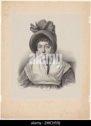 Ritratto della signora Wachter, Franciscus Bernardus Waanders, dopo Cornelis Cels, 1822 - 1845 stampa carta Dordrecht. persone storiche Foto Stock