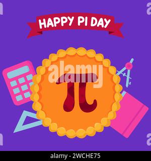 Illustrazione piatta Happy Pi Day Foto Stock