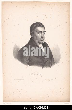 Ritratto di Gilbert du Motier de la Fayette, Demanne (tipografo), c. 1830 stampa Paris paper Historical Persons Foto Stock