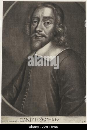 Ritratto di Daniel Sachse, Jan van Somer, stampa del 1674 su Amsterdam paper Foto Stock